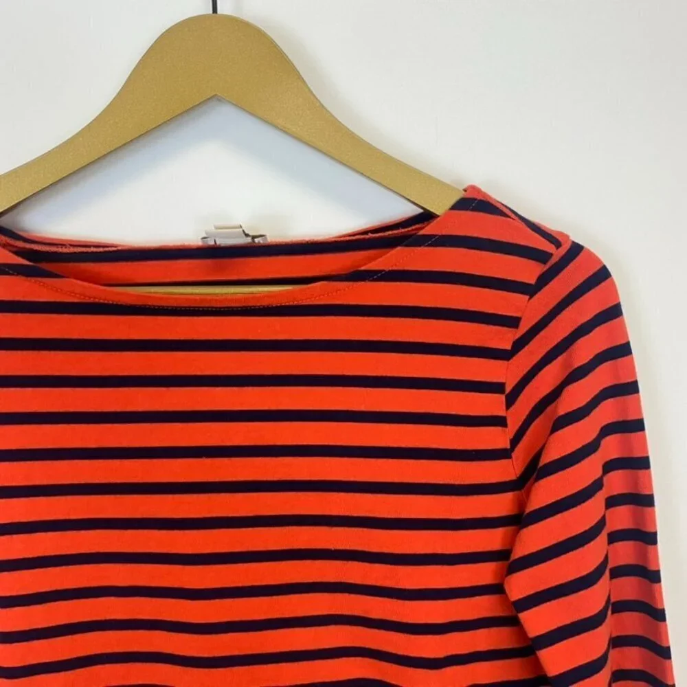 J. Crew Red Striped Nautical Top with Cuff